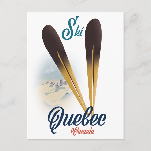 Cartão Postal cartaz de esqui Quebec Canadá (Frente)