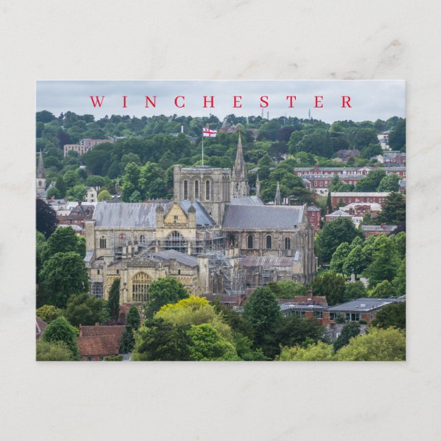 Cartão Postal Cartaz de exibição da Catedral de Winchester (Frente)