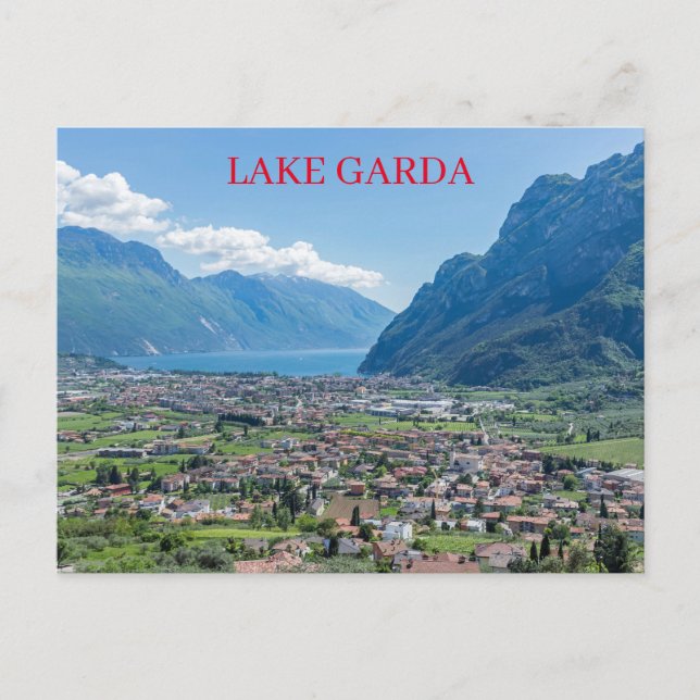 Cartão Postal Cartaz de exibição do Lago Garda Riva del Garda (Frente)