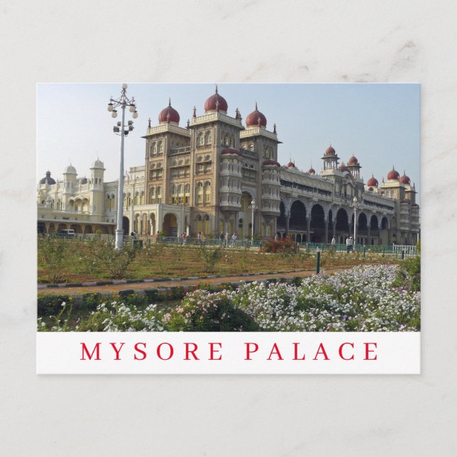 Cartão Postal Cartaz de exibição do Palácio de Mysore da Índia (Frente)
