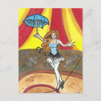 Cartão Postal Cartaz de fantasia da arte circense do Equilibrist