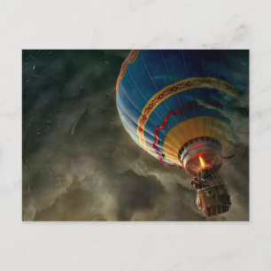 Cartão Postal Cartaz De Fantasia Do Hot Air Balon Em Tempestade
