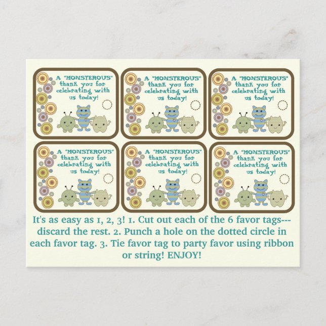 Cartão Postal Cartaz de Favoritos do Partido dos Monstros (Frente)