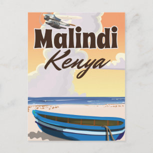 Cartão Postal Cartaz de férias antigo de Malindi Quênia