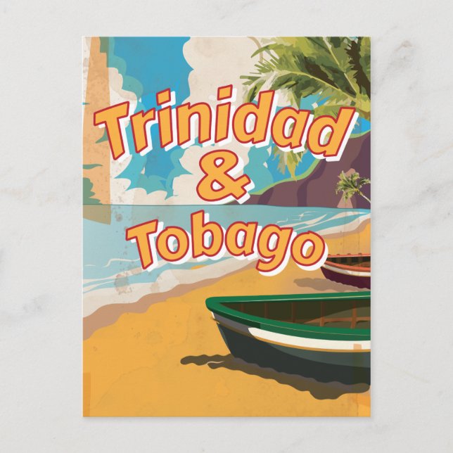 Cartão Postal Cartaz de férias antigo de Trinidad e Tobago (Frente)