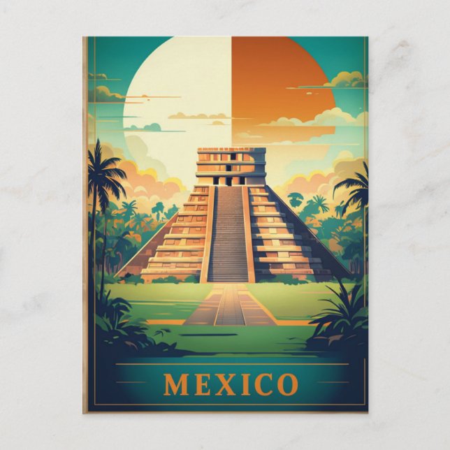 Cartão Postal Cartaz de férias da pirâmide mexicana (Frente)