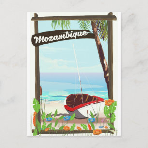 Cartão Postal Cartaz de férias de desenho animado de barco de pe