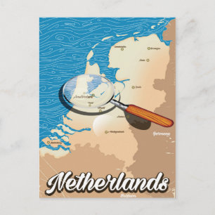 Cartão Postal cartaz de férias do mapa antigo da Holanda