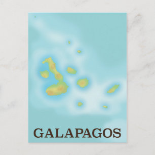 Cartão Postal cartaz de férias do mapa das Galápagos