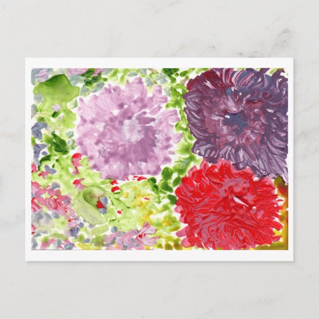 Cartão Postal Cartaz de flores roxas e rosa enormes (Frente)