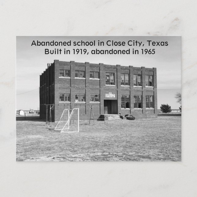 Cartão Postal Cartaz de Foto da Escola Abandonada no Texas (Frente)