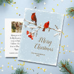 Cartão Postal Cartaz de Foto da Família Feliz de Natal para Páss<br><div class="desc">Celebre a estação com este cartão postal de Natal com uma ilustração cardinal de neve contra um fundo azul-céu na frente e uma nota pessoal personalizada e sua foto na parte de trás. Exclua facilmente essas opções. Este cartão postal traz felicidade a amigos e à família.</div>