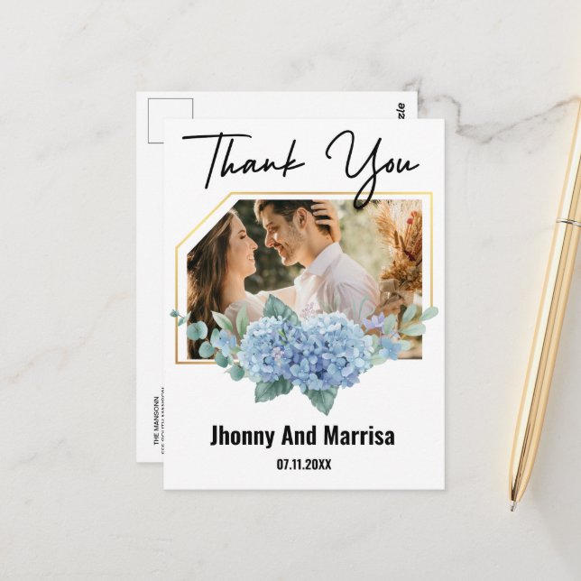 Cartão Postal Cartaz de Foto de Casamento de Script Moderno (Frente/Verso In Situ)