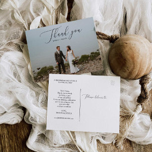 Cartão Postal Cartaz de Foto de Script Elegante Obrigado