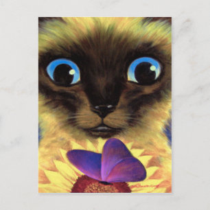 Cartão Postal Cartaz De Gato Siamês Com Arte De Borboleta