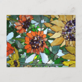 Cartão Postal Cartaz de girassol mosaico, em desenhos silvestres