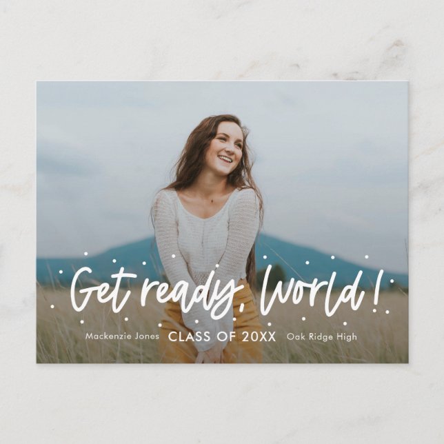 Cartão Postal Cartaz de Graduação de COR EDITÁVEL Positivo do Ou (Frente)