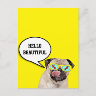Cartão Postal Cartaz de hidrante de incêndio amoroso pug