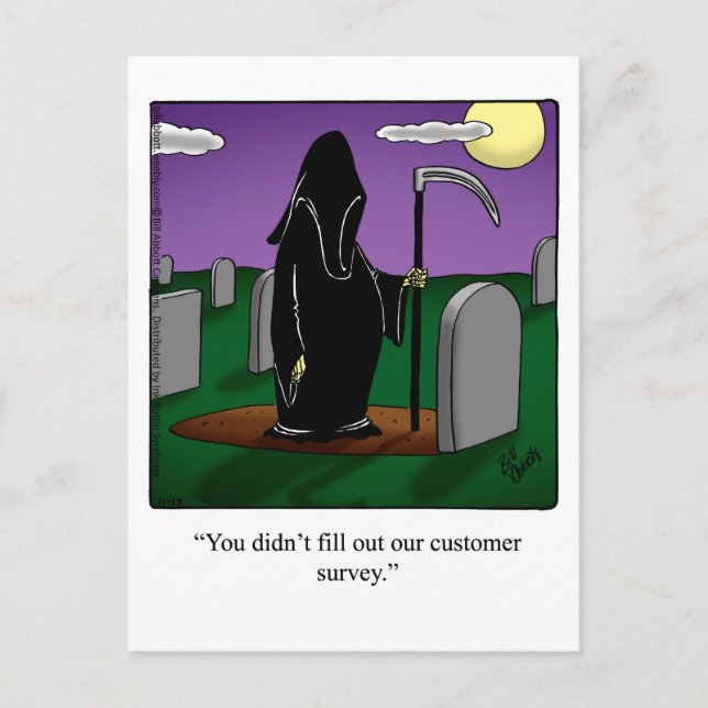 Cartão Postal Cartaz de Humor do Funny Grim Reaper (Frente)