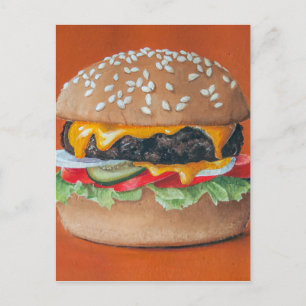 Cartão Postal Cartaz de Ilustração de Hamburger