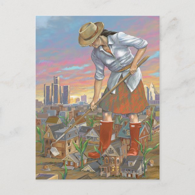 Cartão Postal Cartaz de jardinagem feminina (Frente)