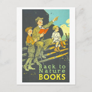 Cartão Postal Cartaz de Leitura de Biblioteca Antiga "De Volta à