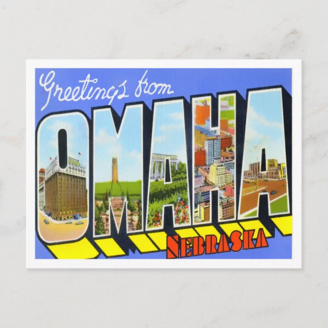 Cartão Postal Cartaz de Letras Grandes de Omaha, Nebraska (Frente)
