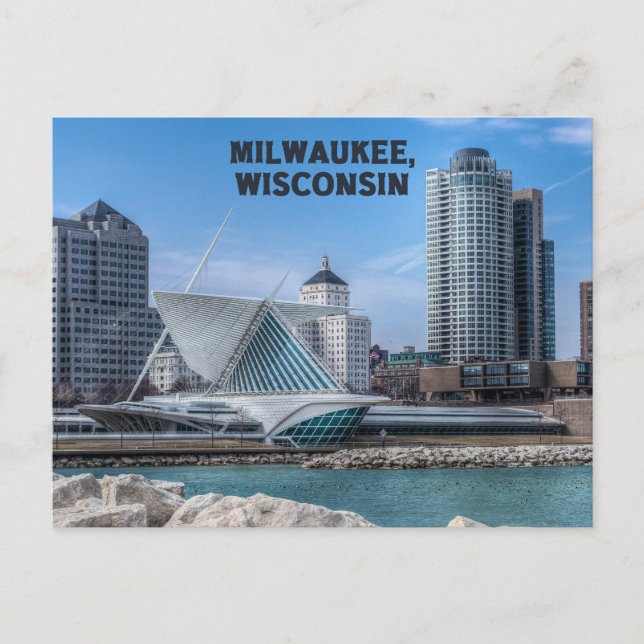 Cartão Postal Cartaz de Milwaukee Wisconsin no lago Michigan (Frente)