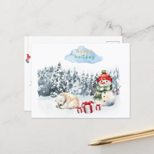 Cartão Postal Cartaz de natal bonitinho para crianças com neve