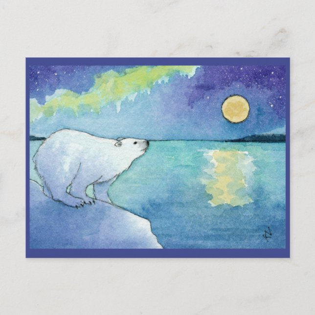 Cartão Postal Cartaz de Natal do Polar Bear Moon (Frente)