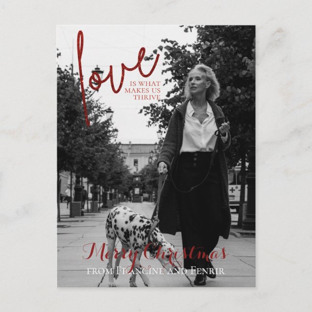 Cartão Postal Cartaz de Natal Elegante com Script de Largura Ver (Frente)