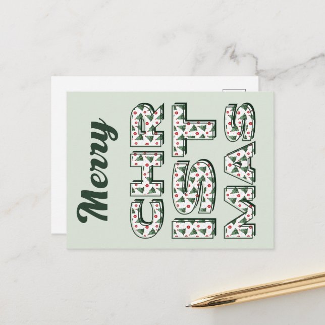 Cartão Postal Cartaz de Natal feliz. Boas-vindas. (Frente/Verso In Situ)