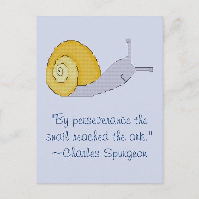 Cartão Postal Cartaz de Perseverança de Charles Spurgeon Snail (Frente)