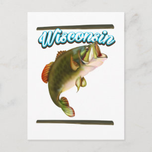 Cartão Postal cartaz de pesca de Wisconsin