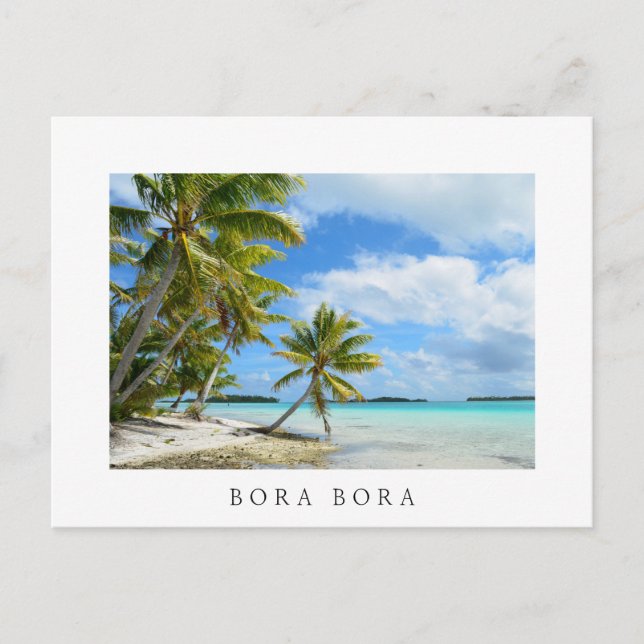Cartão Postal Cartaz de praia de palma do Pacífico em Bora Bora (Frente)