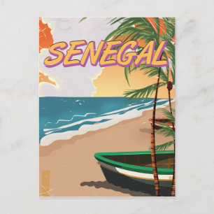 Cartão Postal Cartaz de praia vintage do Senegal