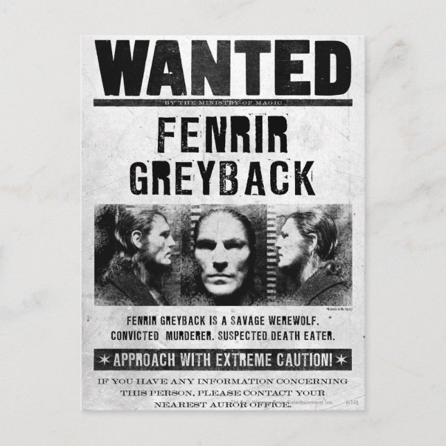 Cartão Postal Cartaz de Procurado de Fenrir Greyback (Frente)