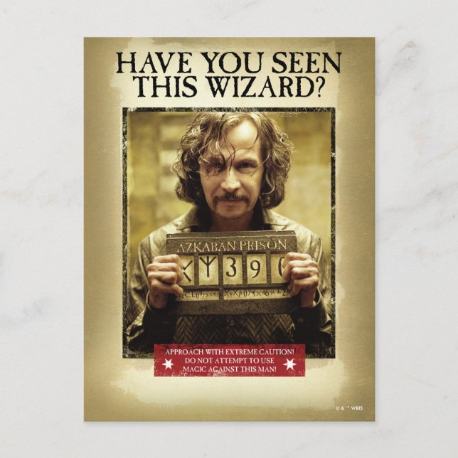 Cartão Postal Cartaz de Procurado de Sirius Black (Frente)