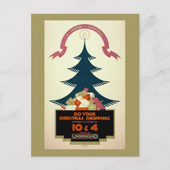 Cartão Postal Cartaz de promoção de viagens pela London Undergro (Frente)