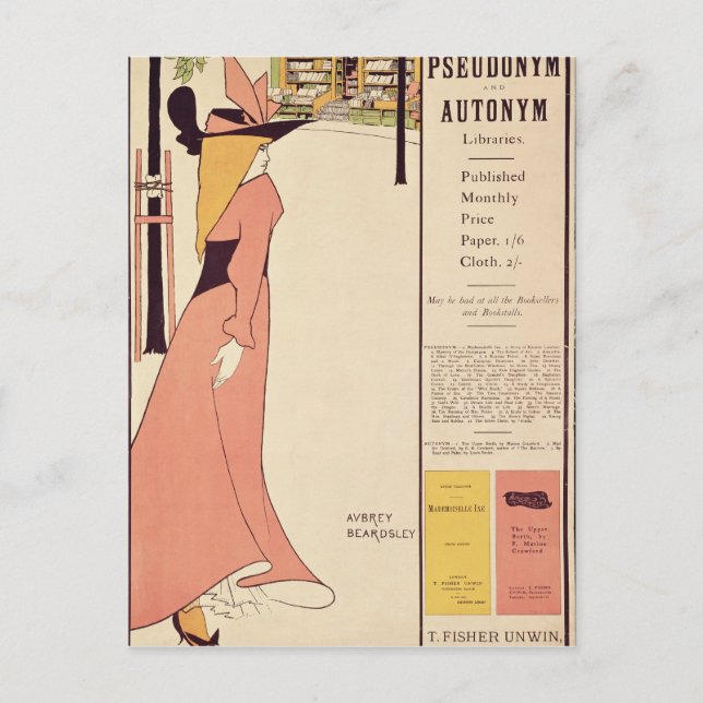 Cartão Postal Cartaz de publicidade para 'The Yellow Book' (Frente)