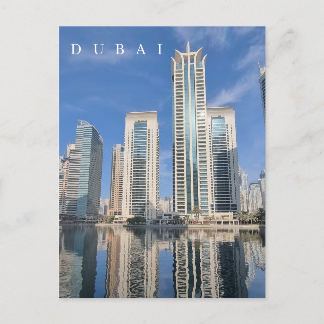 Cartão Postal Cartaz de reflexão dos edifícios de Dubai (Frente)