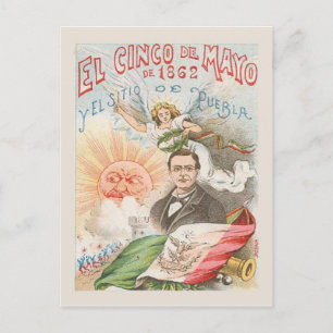 Cartão Postal Cartaz de Réplica Vintage, Cinco de mayo 1862