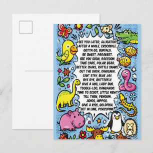 Cartão Postal Cartaz de Rima do Até Logo Aligator – Animal Fofo