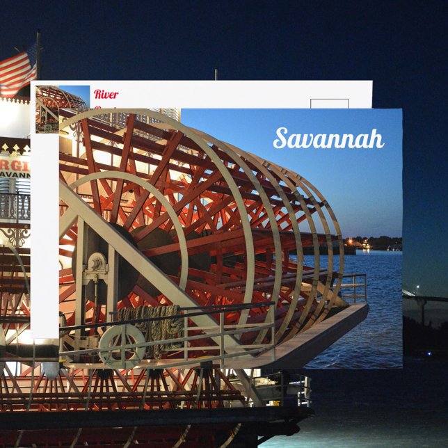 Cartão Postal Cartaz de roda do Riverboat Savannah Georgia (Criador carregado)
