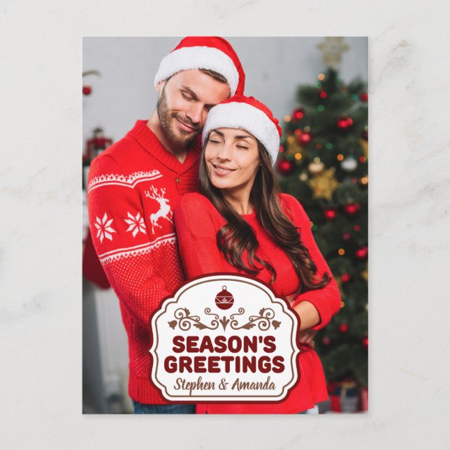 Cartão Postal Cartaz de saudações da temporada de fotos e nomes  (Frente)