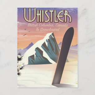 Cartão Postal cartaz de snowboarding em Whistler, Colúmbia Britâ