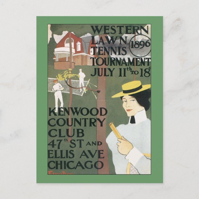 Cartão Postal Cartaz de Tênis Vintage de Chicago (Frente)