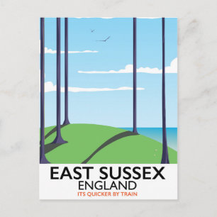 Cartão Postal Cartaz de trem de East Sussex, Inglaterra