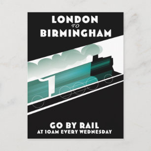Cartão Postal Cartaz de trem de Londres para Birmingham