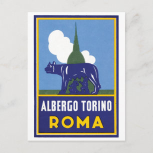 Cartão Postal Cartaz de Viagem Albergo Torino Roma